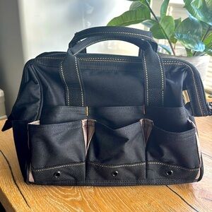 CLC Custom Leathercraft Canvas Work Tool Bag Makeup Tote 14 Pocket 12’ Black Tan